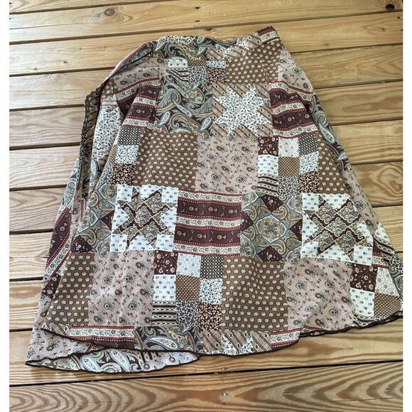Vintage House of Lee Patterned Wrap Skirt Size Small Women’s Brown - Picture 5 of 7